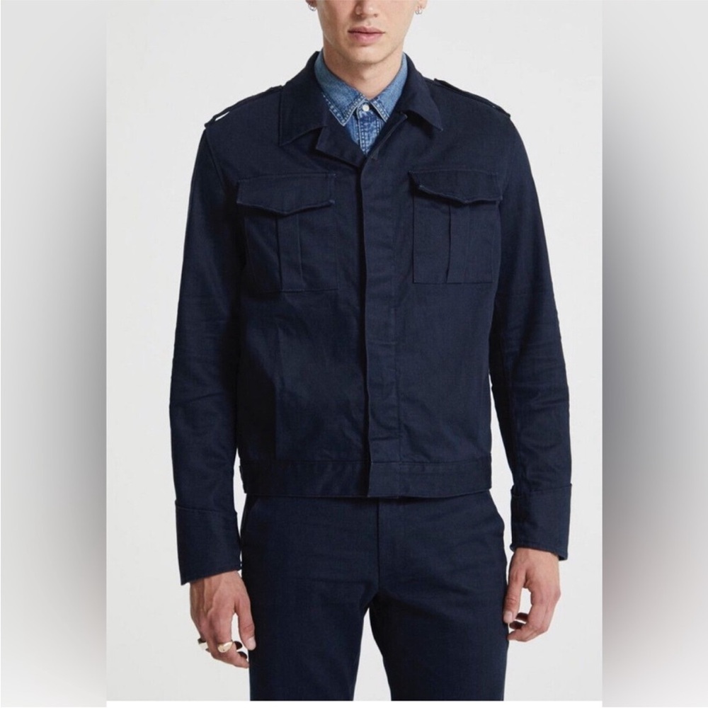 AG Adriano Goldschmied Stretch Arrow Twill Jacket | Navy | Medium | NWT
